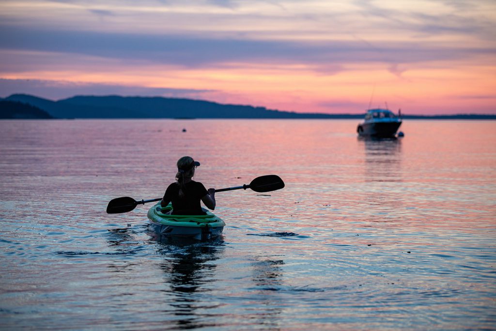kayak at sunset
